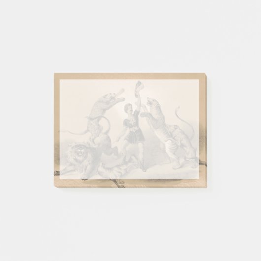Circus performer staande tussen gemene dieren post-it® notes (Voorkant)