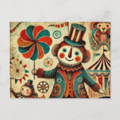Circus Pinwheel Clown Collage Briefkaart (Voorkant)