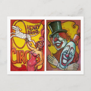 Circus Poster Briefkaart - Honden & Clowns