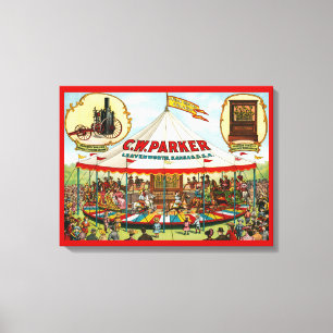  Circus Poster. C.W. Parker. Canvas Afdruk