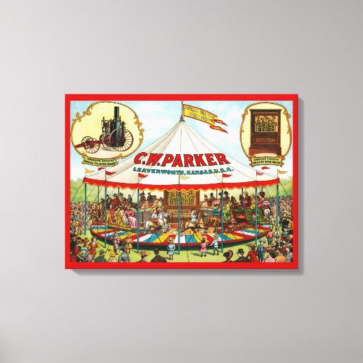 Circus Poster. C.W. Parker. Canvas Afdruk (Voorkant)