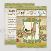  Circus Poster, Giraffe Baby shower Kaart (Voorkant / Achterkant)