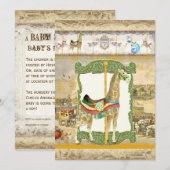  Circus Poster, Giraffe Baby shower Kaart (Voorkant / Achterkant)