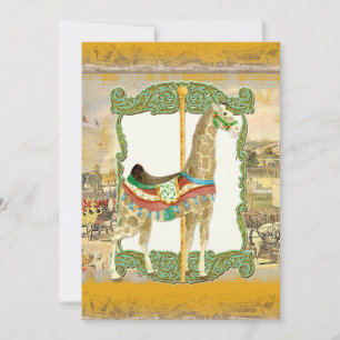  Circus Poster, Giraffe Baby shower Kaart