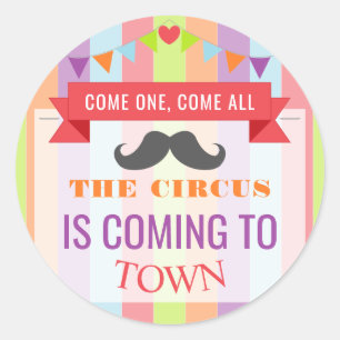  Circus Poster Kindergeboortedag Ronde Sticker