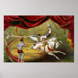 Circus Poster met Acrobat op paard.