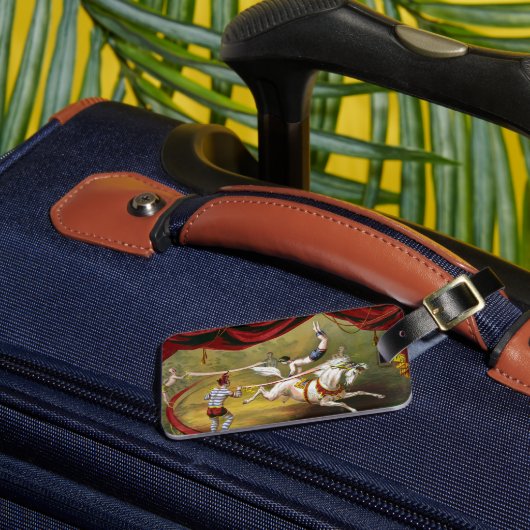 Circus Poster met Acrobat op paard. Bagagelabel (Voorkant Insitu 3)