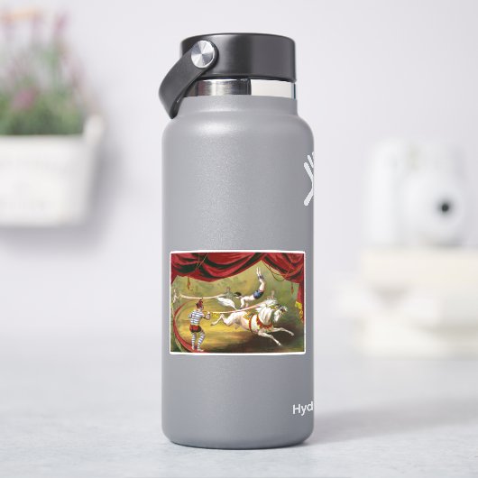 Circus Poster met Acrobat op paard. Sticker (HydroFlask)