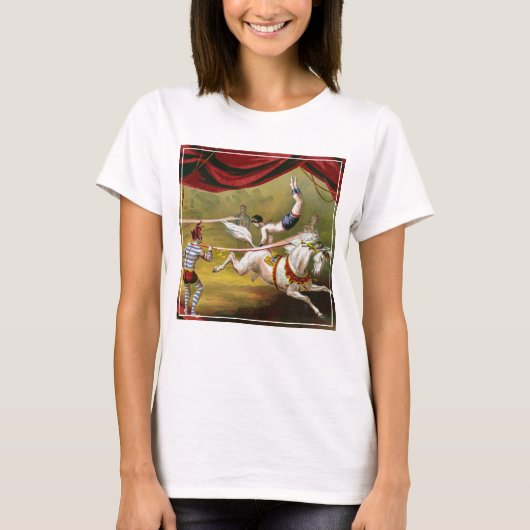Circus Poster met Acrobat op paard. T-shirt (Voorkant)