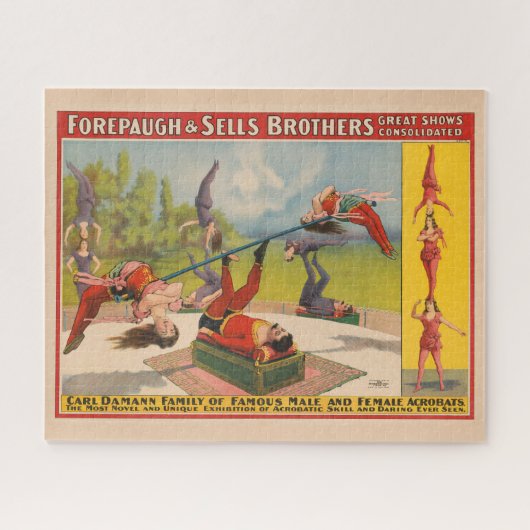 Circus Poster met acrobatische acts, circa 1899. Legpuzzel (Horizontaal)
