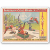 Circus Poster met acrobatische acts, circa 1899. Sticker (Voorkant)