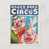 Circus Poster met clown gezichten en vuur cracker Briefkaart (Voorkant)