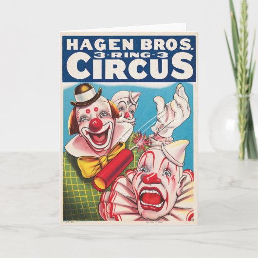 Circus Poster met clown gezichten en vuur cracker Kaart (Voorkant)