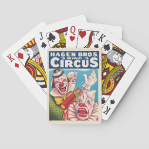 Circus Poster met clown gezichten en vuur cracker Pokerkaarten