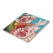 Circus Poster met clown gezichten en vuur cracker Tegeltje (Zijkant)