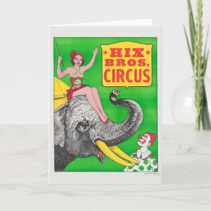 Circus Poster met een vrouw en een rijdende olifan Kaart
