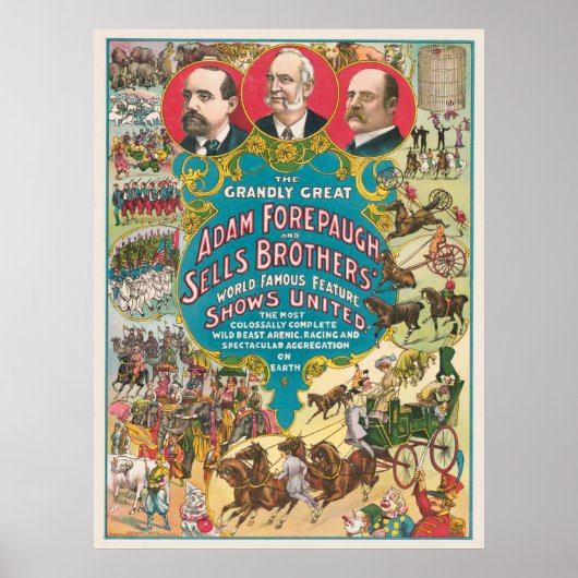 Circus Poster met veel circusscènes (Voorkant)