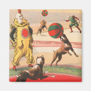 Circus Poster toont clowns met optredende honden Magneet