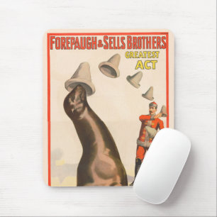 Circus Poster toont een Zee leeuw vangen Petten Muismat