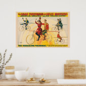 Circus Poster toont fietsers op koorddans (Keuken)