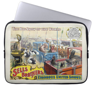 Circus Poster toont wilde dieren in kooien Laptop Sleeve