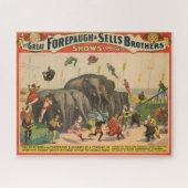 Circus Poster van acrobaten springen over olifante Legpuzzel (Horizontaal)
