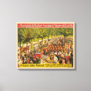 circus Poster van dieren en performers Canvas Afdruk