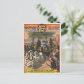  circus Poster van een aap gedreven coach Briefkaart (Staand voorkant)