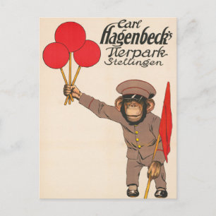 circus Poster van een aap met ballonnen Briefkaart