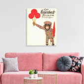 circus Poster van een aap met ballonnen Canvas Afdruk (Insitu (Woonkamer))