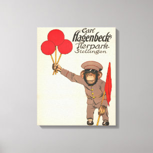  circus Poster van een aap met ballonnen Canvas Afdruk
