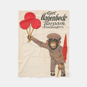 circus Poster van een aap met ballonnen Fleece Deken