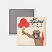 circus Poster van een aap met ballonnen Magneet (Voorkant / Achterkant)