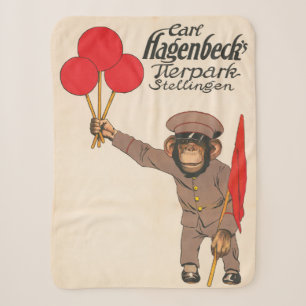 circus Poster van een aap met ballonnen Sherpa Deken