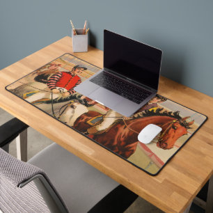 Circus Poster van jockeys op paarden springen een Bureaumat