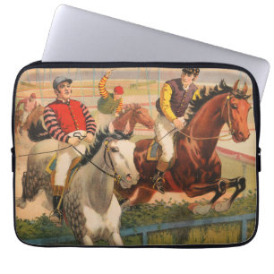 Circus Poster van jockeys op paarden springen een Laptop Sleeve