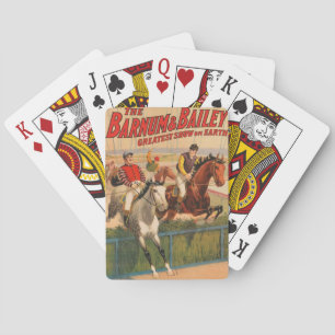 Circus Poster van jockeys op paarden springen een  Pokerkaarten