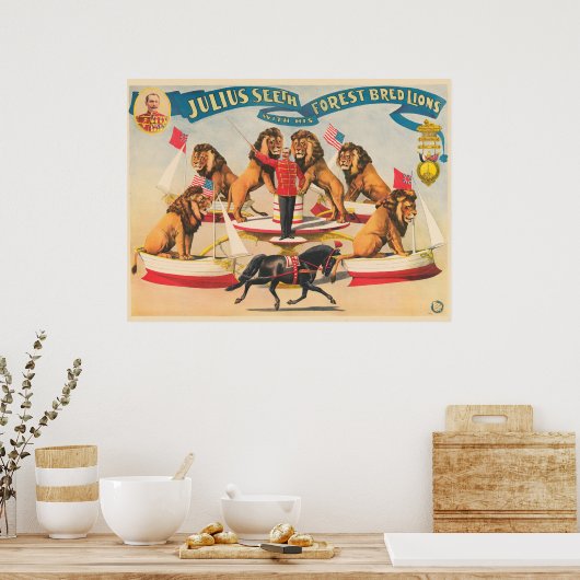 Circus Poster van Julius Seeth met zijn leeuwen (Keuken)