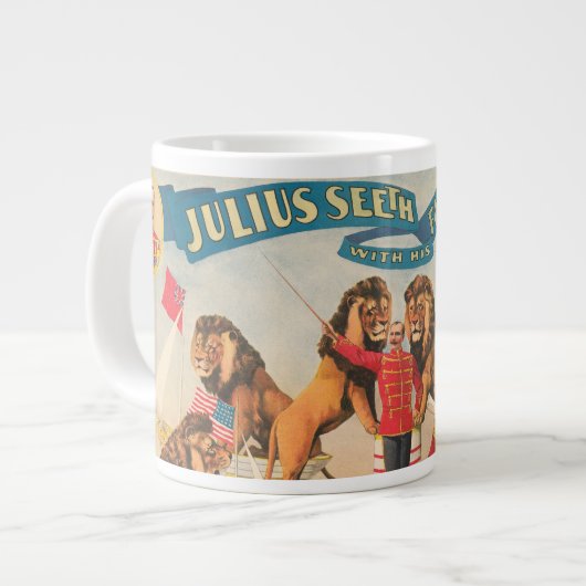 Circus Poster van Julius Seeth met zijn leeuwen Extra Grote Beker (Voorkant links)