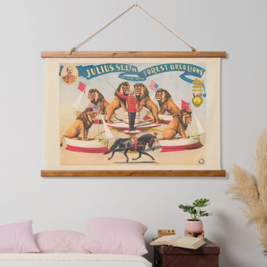 Circus Poster van Julius Seeth met zijn leeuwen Hangend Wandkleed (Slaapkamer)