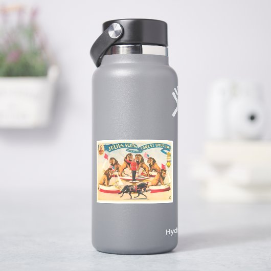 Circus Poster van Julius Seeth met zijn leeuwen Sticker (HydroFlask)