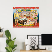  circus Poster van mannetjes ruitertjes & clown (Thuiskantoor)