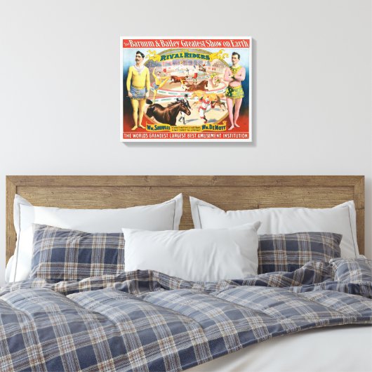  circus Poster van mannetjes ruitertjes & clown Canvas Afdruk (Insitu (Slaapkamer))
