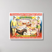 circus Poster van mannetjes ruitertjes & clown Canvas Afdruk (Voorkant)