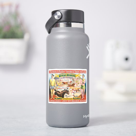  circus Poster van mannetjes ruitertjes & clown Sticker (HydroFlask)