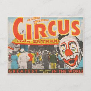 Circus Poster van mensen die de grote top betreden Briefkaart
