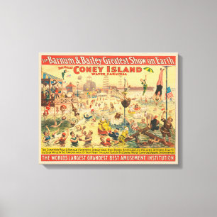 Circus Poster van mensen in kostuums die optreden Canvas Afdruk
