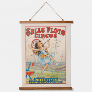 Circus Poster van Tight-Rope Walker met een Paraso Hangend Wandkleed