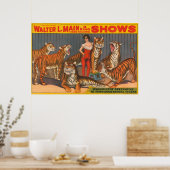 circus Poster van vrouw met zes tijgers. (Keuken)
