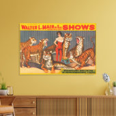  circus Poster van vrouw met zes tijgers. Canvas Afdruk (Insitu (Woonkamer))